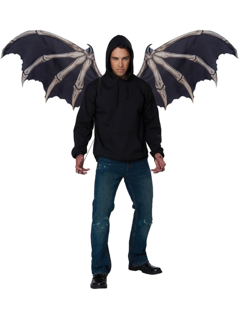 6ft Mechanical Bone Black Opening Wings Halloween Costume Prop Cosplay Décor